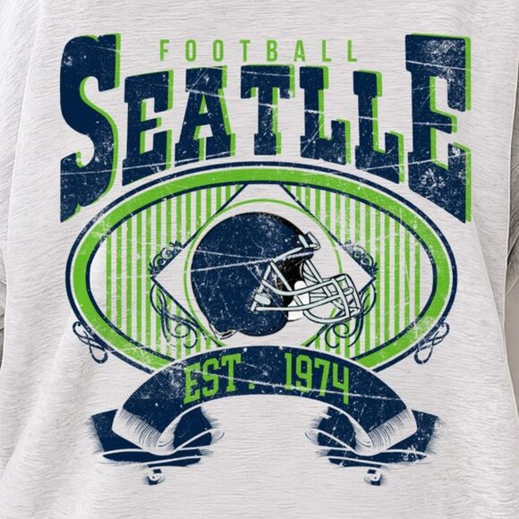 Seattle Football Vintage Style Crewneck Sweatshirt 17 - Picture 2 of 5